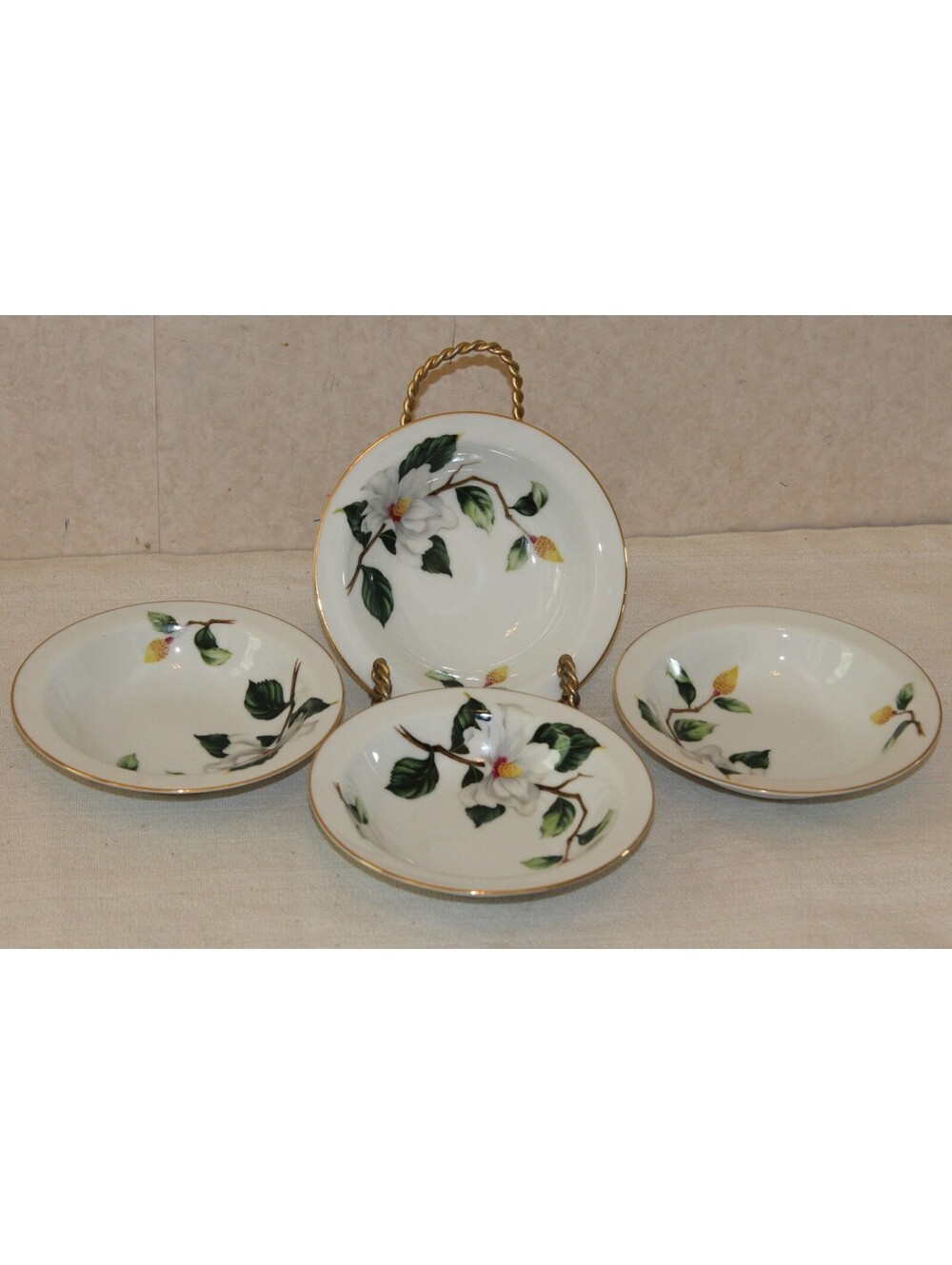 Vintage Seyei Japan Camellia Fine China Fruit Dessert Bowls Set of 4